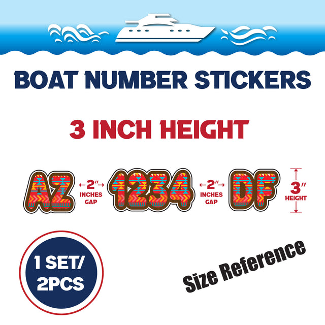 Custom Boat Registration Numbers Stickers Letter Decal 2pcs - Pattern Southwestern Aztec C111