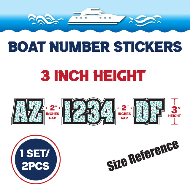 Custom Boat Registration Numbers Stickers Letter Decal 2pcs - Pattern Leaf C112