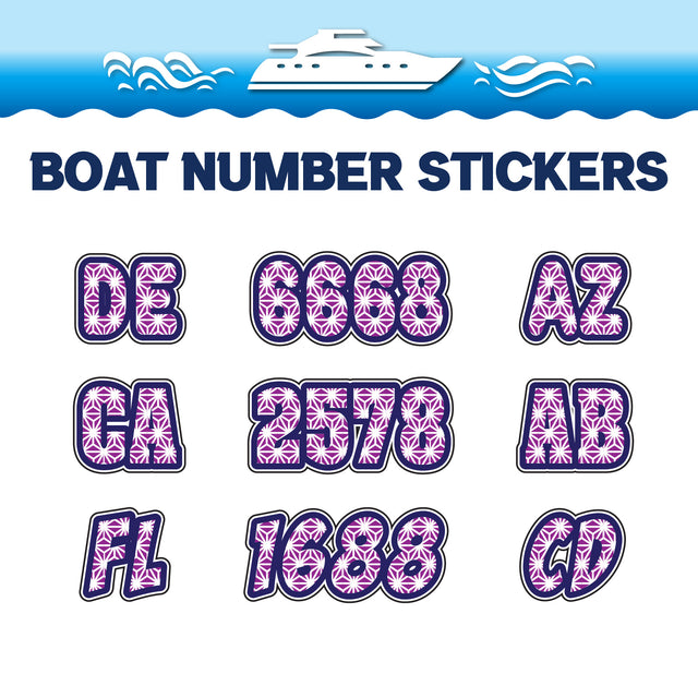 Custom Boat Registration Numbers Stickers Letter Decal 2pcs - Pattern Snowflake-Like C114