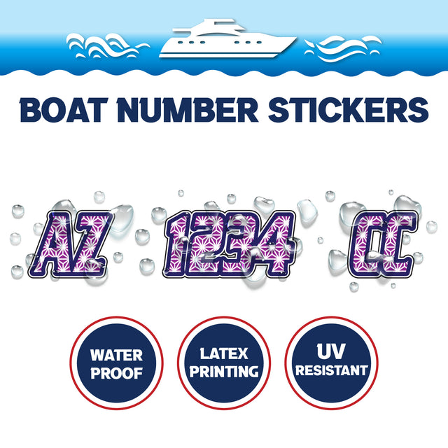 Custom Boat Registration Numbers Stickers Letter Decal 2pcs - Pattern Snowflake-Like C114