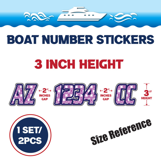 Custom Boat Registration Numbers Stickers Letter Decal 2pcs - Pattern Snowflake-Like C114