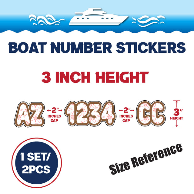 Custom Boat Registration Numbers Stickers Letter Decal 2pcs - Pattern Floral Monogram C115