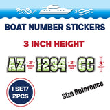 Custom Boat Registration Numbers Stickers Letter Decal 2pcs - Pattern Semicircular Green Shapes C116