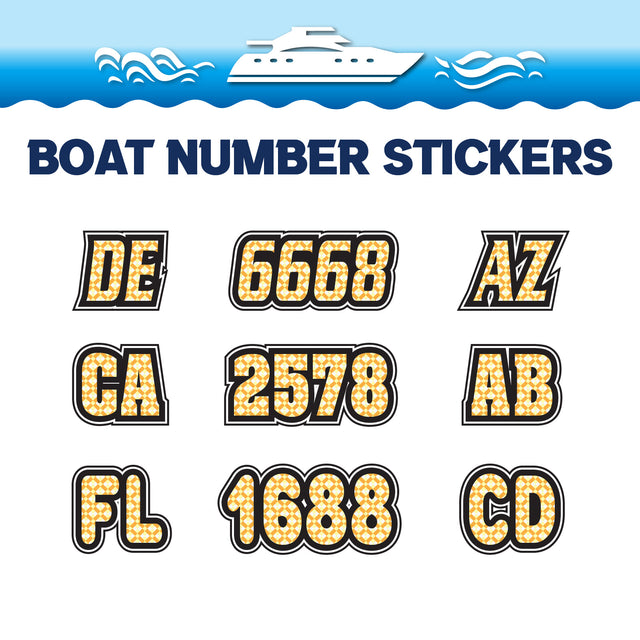 Custom Boat Registration Numbers Stickers Letter Decal 2pcs - Pattern Bold Argyle C117