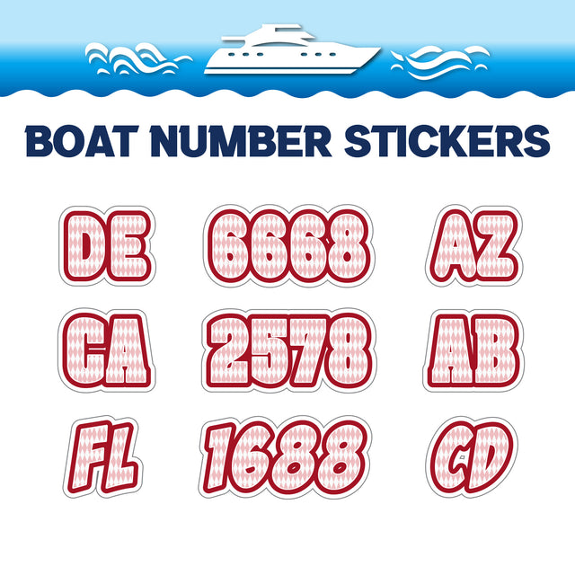 Custom Boat Registration Numbers Stickers Letter Decal 2pcs - Pattern Argyle C118