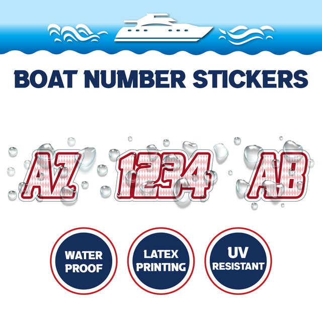 Custom Boat Registration Numbers Stickers Letter Decal 2pcs - Pattern Argyle C118