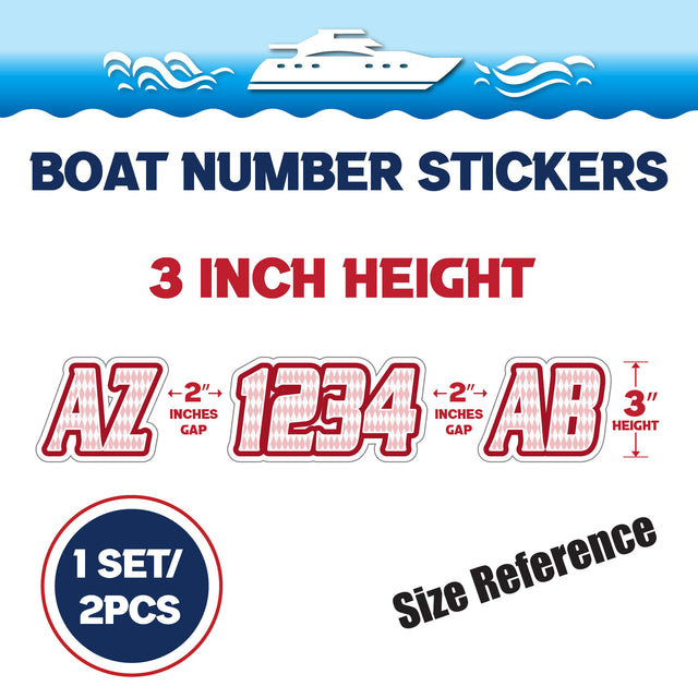 Custom Boat Registration Numbers Stickers Letter Decal 2pcs - Pattern Argyle C118