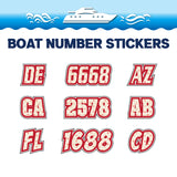 Custom Boat Registration Numbers Stickers Letter Decal 2pcs - Pattern Heart C119