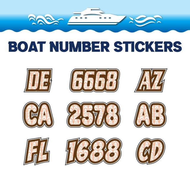 Custom Boat Registration Numbers Stickers Letter Decal 2pcs - Pattern Tribal Chevron C120