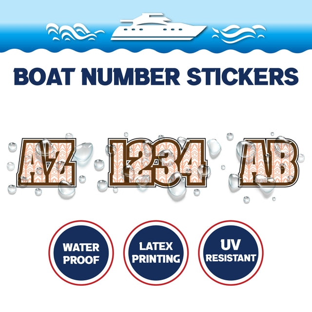 Custom Boat Registration Numbers Stickers Letter Decal 2pcs - Pattern Tribal Chevron C120