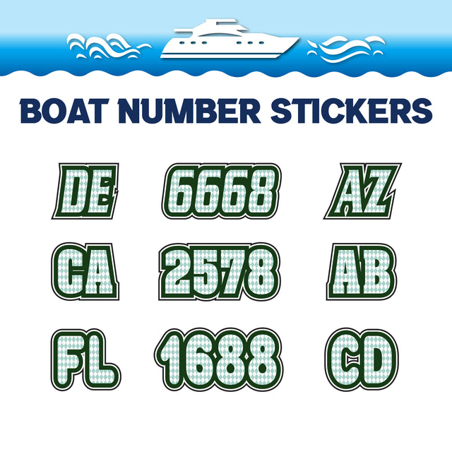 Custom Boat Registration Numbers Stickers Letter Decal 2pcs - Pattern Argyle C121