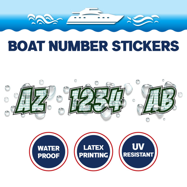 Custom Boat Registration Numbers Stickers Letter Decal 2pcs - Pattern Argyle C121