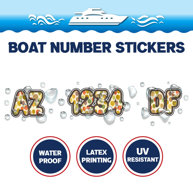 Custom Boat Registration Numbers Stickers Letter Decal 2pcs - Pattern Autumnal Foliage C123