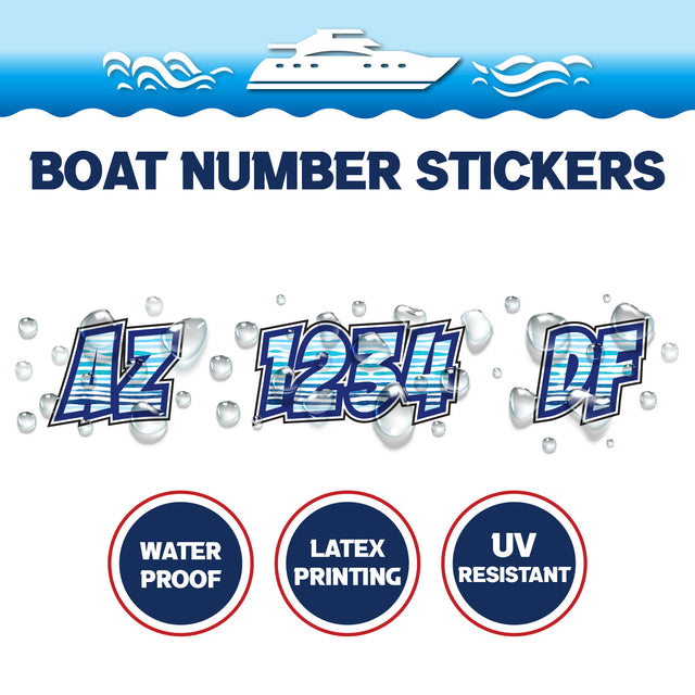 Custom Boat Registration Numbers Stickers Letter Decal 2pcs - Pattern Ripple C125