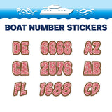 Custom Boat Registration Numbers Stickers Letter Decal 2pcs - Pattern Floral Typography C126