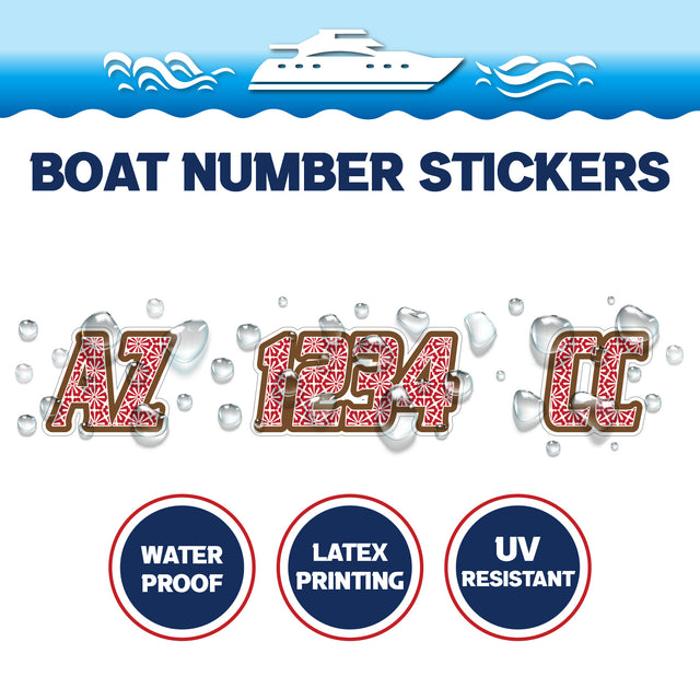 Custom Boat Registration Numbers Stickers Letter Decal 2pcs - Pattern Floral Typography C126