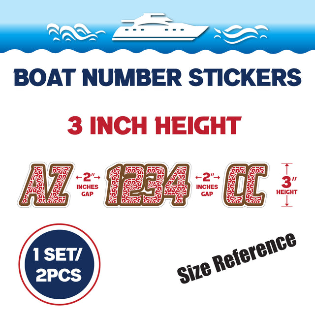 Custom Boat Registration Numbers Stickers Letter Decal 2pcs - Pattern Floral Typography C126