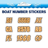 Custom Boat Registration Numbers Stickers Letter Decal 2pcs - Pattern Paw Print Monogram C127