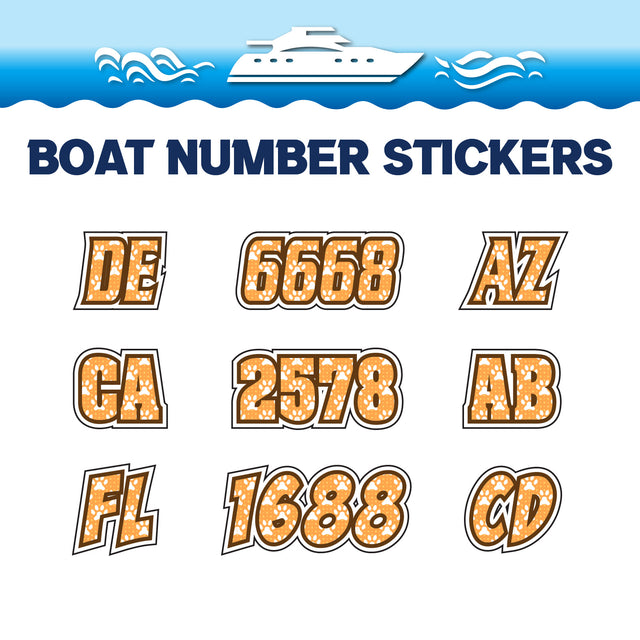 Custom Boat Registration Numbers Stickers Letter Decal 2pcs - Pattern Paw Print Monogram C127