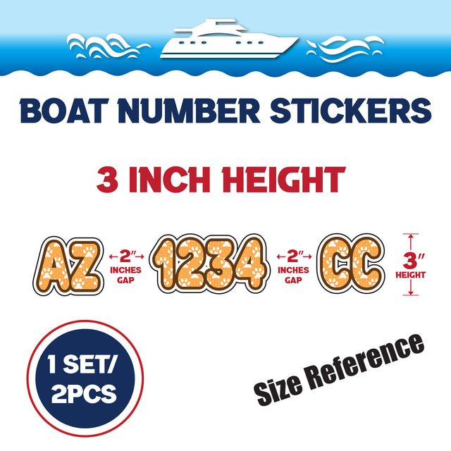 Custom Boat Registration Numbers Stickers Letter Decal 2pcs - Pattern Paw Print Monogram C127