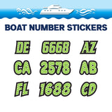 Custom Boat Registration Numbers Stickers Letter Decal 2pcs - Pattern Paw Print Monogram C128