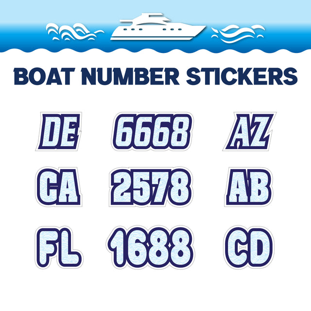 Custom Boat Registration Numbers Stickers Letter Decal 2pcs - Pattern Swirling Waves C129