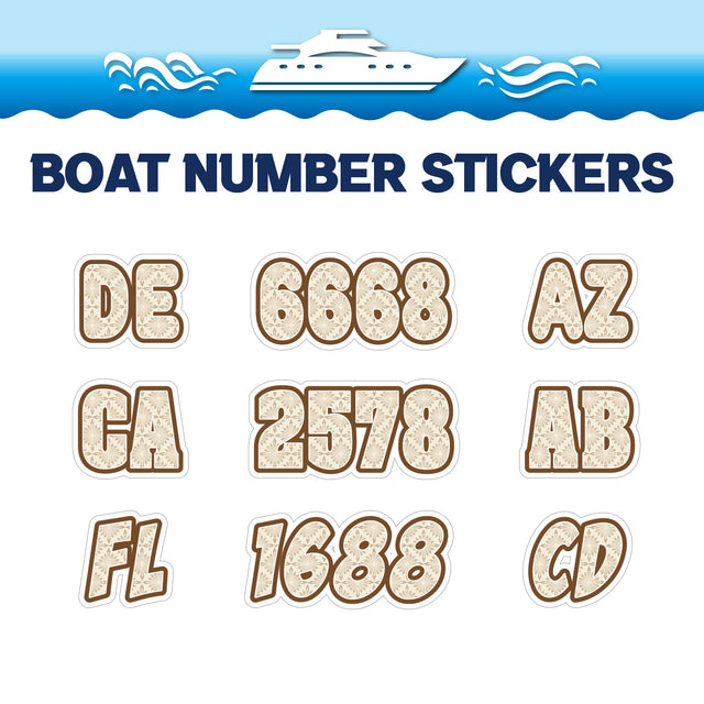 Custom Boat Registration Numbers Stickers Letter Decal 2pcs - Pattern Sunburst C130