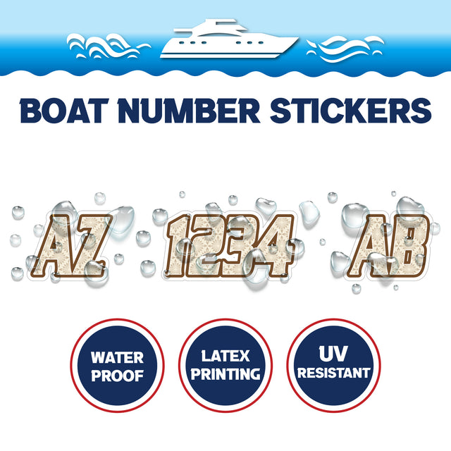 Custom Boat Registration Numbers Stickers Letter Decal 2pcs - Pattern Sunburst C130