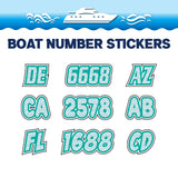 Custom Boat Registration Numbers Stickers Letter Decal 2pcs - Pattern Teal Triangular C132