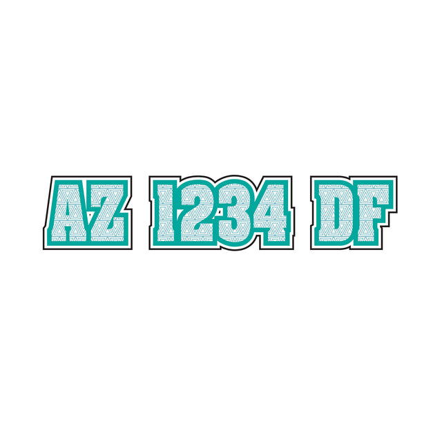 Custom Boat Registration Numbers Stickers Letter Decal 2pcs - Pattern Teal Triangular C132