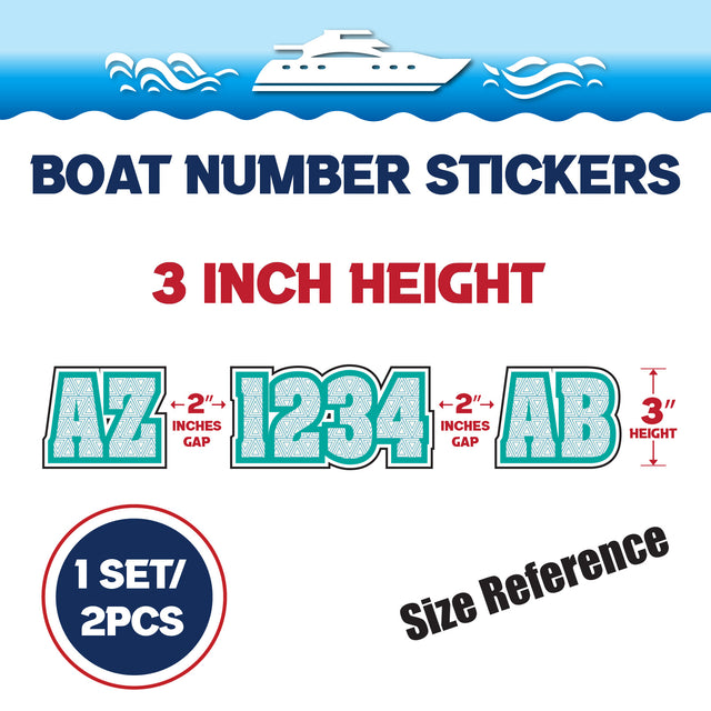 Custom Boat Registration Numbers Stickers Letter Decal 2pcs - Pattern Teal Triangular C132