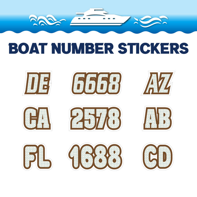 Custom Boat Registration Numbers Stickers Letter Decal 2pcs - Pattern Mosaic C133