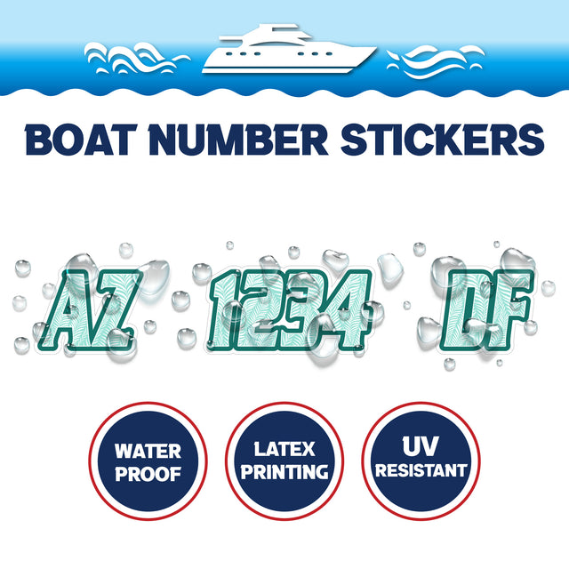 Custom Boat Registration Numbers Stickers Letter Decal 2pcs - Pattern Palm Leaf C134