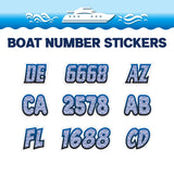 Custom Boat Registration Numbers Stickers Letter Decal 2pcs - Pattern Wavy C136