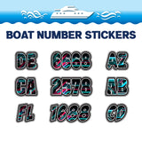 Custom Boat Registration Numbers Stickers Letter Decal 2pcs - Pattern Abstract Geometric C138