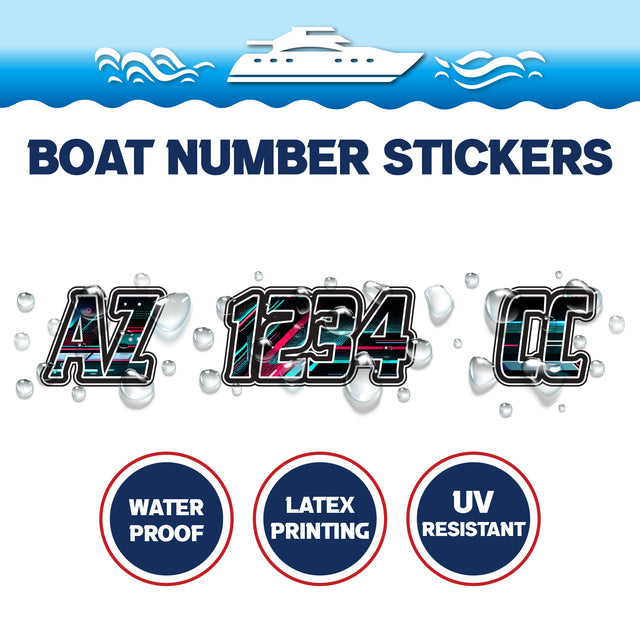 Custom Boat Registration Numbers Stickers Letter Decal 2pcs - Pattern Abstract Geometric C138