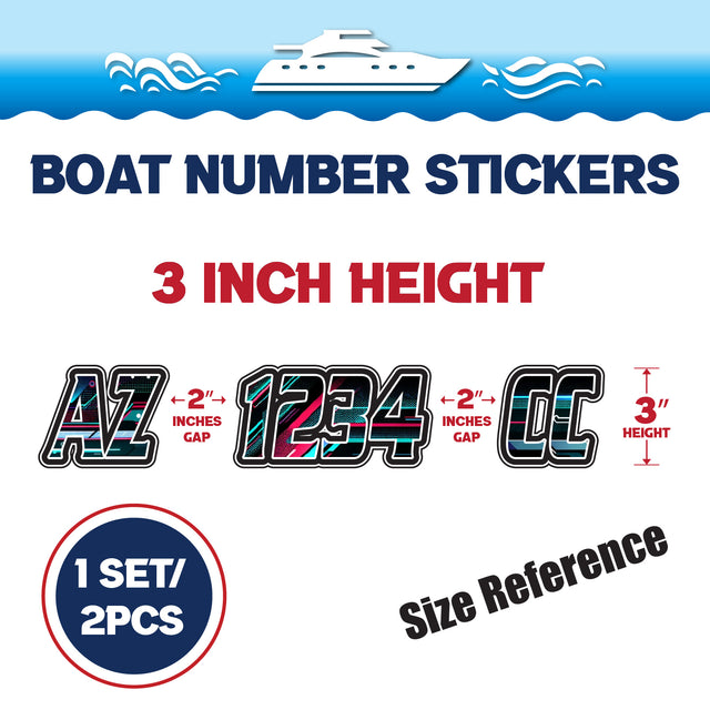 Custom Boat Registration Numbers Stickers Letter Decal 2pcs - Pattern Abstract Geometric C138