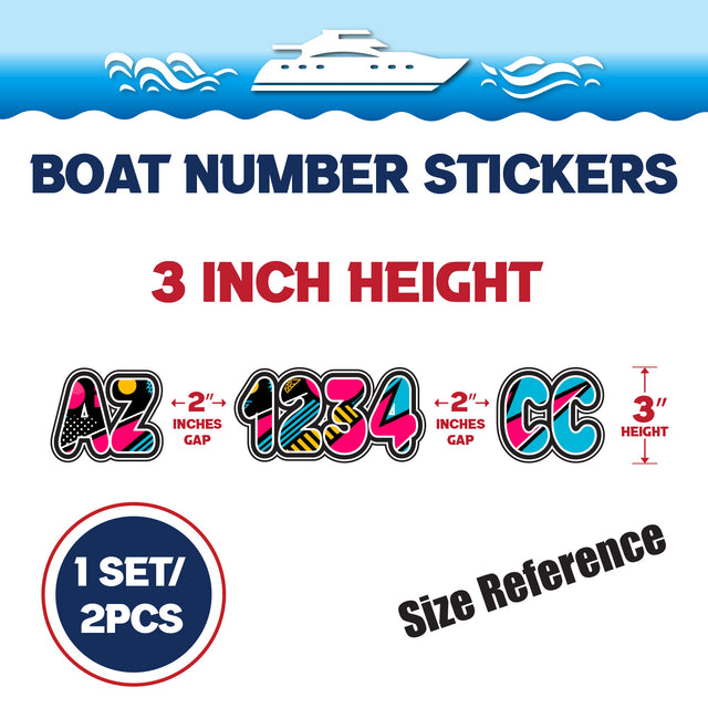 Custom Boat Registration Numbers Stickers Letter Decal 2pcs - Pattern Retro Geometric C139