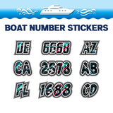 Custom Boat Registration Numbers Stickers Letter Decal 2pcs - Pattern Retrofuturistic Geometric C140