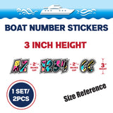 Custom Boat Registration Numbers Stickers Letter Decal 2pcs - Pattern Neon Geometric C141