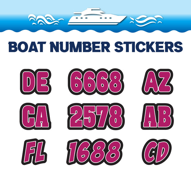 Custom Boat Registration Numbers Stickers Letter Decal 2pcs - Plain Red C142