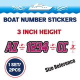 Custom Boat Registration Numbers Stickers Letter Decal 2pcs - Plain Red C142