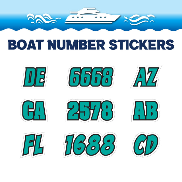 Custom Boat Registration Numbers Stickers Letter Decal 2pcs - Plain Green C143