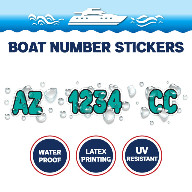 Custom Boat Registration Numbers Stickers Letter Decal 2pcs - Plain Green C143