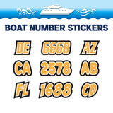 Custom Boat Registration Numbers Stickers Letter Decal 2pcs - Plain Yellow C144