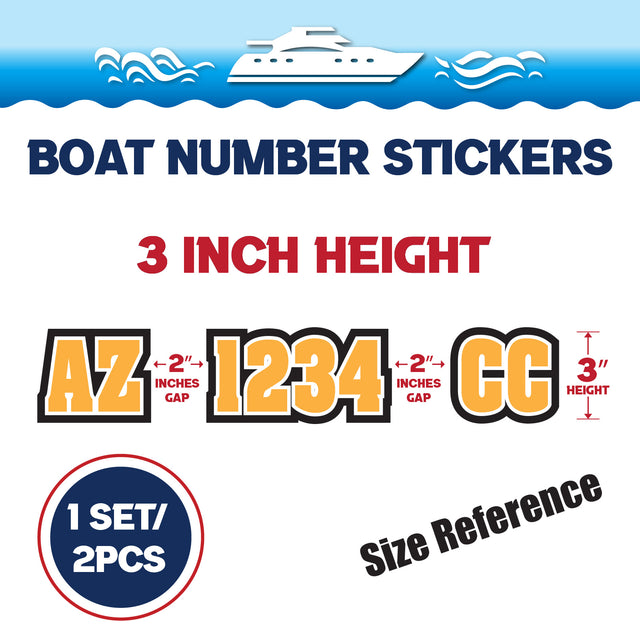 Custom Boat Registration Numbers Stickers Letter Decal 2pcs - Plain Yellow C144