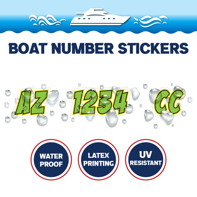 Custom Boat Registration Numbers Stickers Letter Decal 2pcs - Plain Green C145