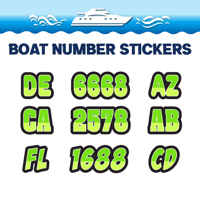 Custom Boat Registration Numbers Stickers Letter Decal 2pcs - Plain Green C146