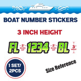 Custom Boat Registration Numbers Stickers Letter Decal 2pcs - Plain Green C146