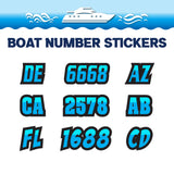 Custom Boat Registration Numbers Stickers Letter Decal 2pcs - Plain Blue C147